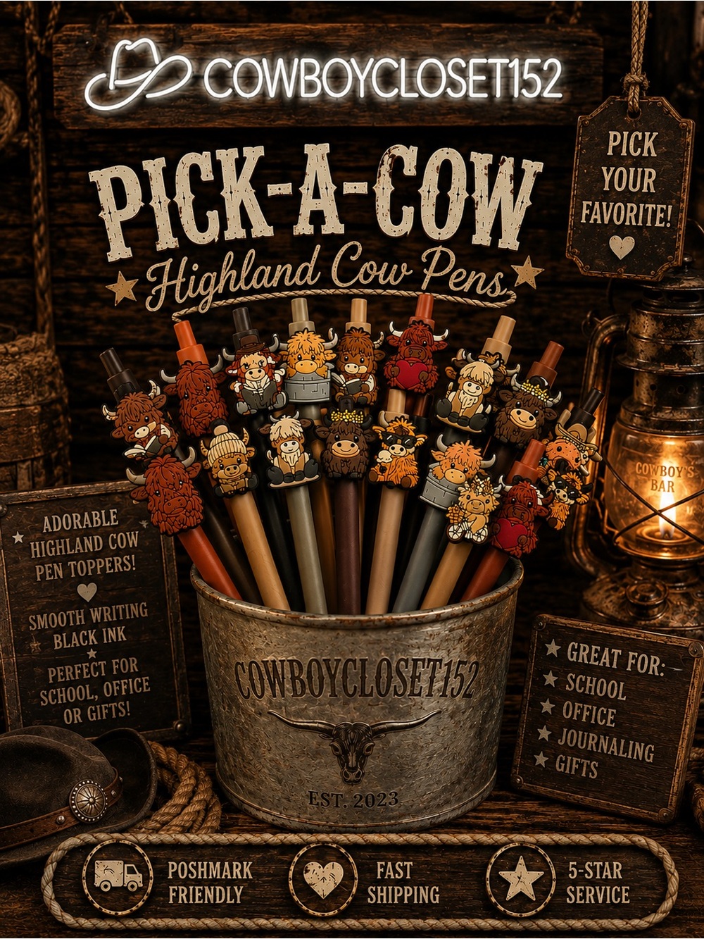 Pick-A-Cow Highland Cow Pen — Brown & Tan Adorable Topper (SOLD INDIVIDUALLY)